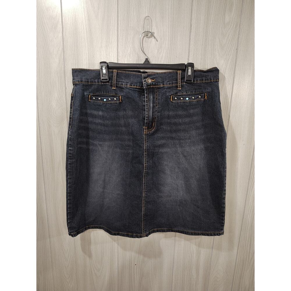 Women's Denim Skirt Rhinestones Studded Festival Size 22 Zenan Jeans Night Out